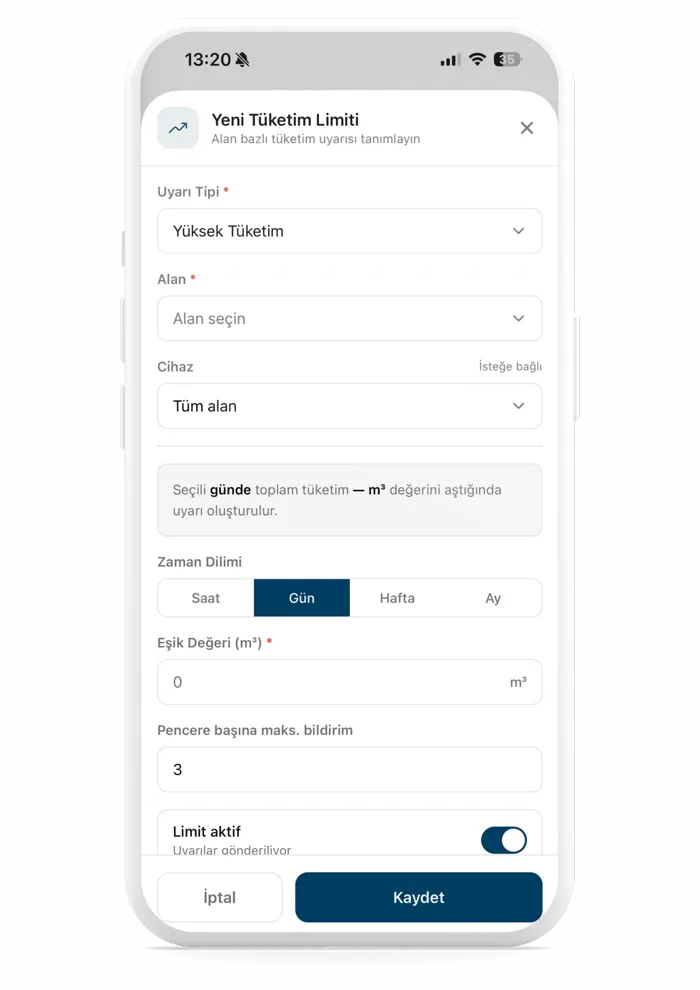 Sumart Uyarı Yönetimi ve Tüketim Limitleri